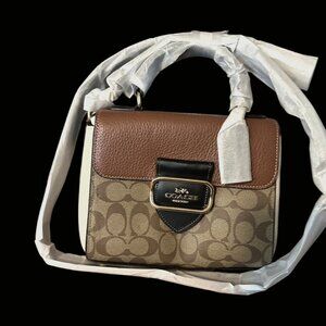 Coach Morgan Top Handle Satchel In Colorblock Signature Canvas IN Khaki